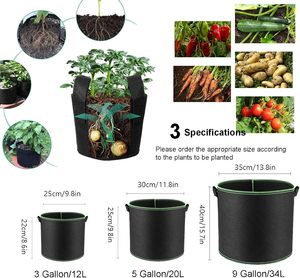Sacs de culture en tissu non tissé personnalisés et économiques de 1, 3, 5, 7, 10, 15, 20, 30, 100 gallons pour légumes de jardin, réutilisables - Product Image 5