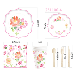 Platos de Papel Florales DAMAI, Platos Desechables con Diseño Floral para Fiestas, Bodas, Despedidas de Soltera, Té, Cumpleaños - Product Image 6