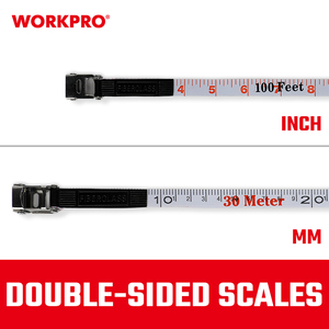 เทปวัดระยะ <span class=keywords><strong>WORKPRO</strong></span> ยาว 30 เมตร/100 ฟุต  วัสดุไฟเบอร์กลาส  หน่วยเมตริกและนิ้ว  ใบมีดเทปเคลือบไนลอนสองชั้น  ตัวเครื่อง ABS  ด้ามจับยาง - Product Image 5