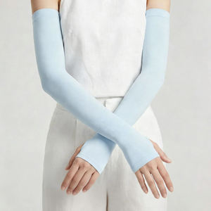 Бесшовные однотонные нарукавники из ледяного шелка с защитой от УФ-излучения для велоспорта - Product Image 4