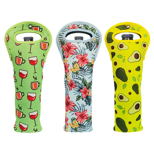 Süblimasyon Baskılı Tek Şişe Şarap Taşıma Çantası, Yalıtımlı Neopren Şarap Şişesi Soğutucu Çantası, Promosyon İçin - Product Image 5