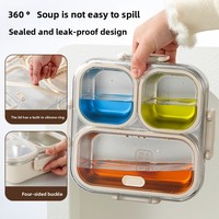 Boîte à lunch TIANXING en acier inoxydable 316, 3 compartiments, boîte bento en métal avec couvercle transparent et récipient en silicone pour enfants