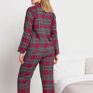 طقم بيجامة نوم نسائي أنيق وغير رسمي عالي الجودة ومريح بطباعة أمامية مخصصة لربيع/خريف - Product Image 2