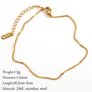 Grosir jimat rantai kaki perhiasan berlapis emas baja nirkarat halus rantai ular Kuba gelang kaki gelang - Product Image 3