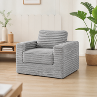 Fauteuil en velours côtelé pour salon, chambre, appartement, coin lecture, blanc crème, siège unique, chaise longue, canapé rembourré