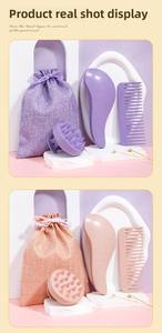 Cepillo de pelo desenredante de Venta caliente de fábrica, juego de cepillo de pelo masajeador de cuero cabelludo mate de paja de trigo ecológico, <span class=keywords><strong>3</strong></span> mangos de paja - Product Image 6