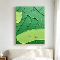 Trustek 2026 Peinture à l'huile 100% peinte à la main sur toile texturée, Paysage marin vert, Affiche abstraite 3D, Peinture moderne originale faite à la main