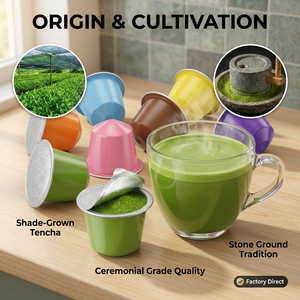 Instant Matcha Latte Capsules For <b>Coffee</b> <b>Machines</b> Antioxidant Rich Ceremonial Grade <b>Green</b> Tea Pods Bulk Private Label Order - Product Image 1