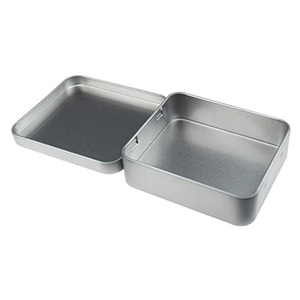 Latas rectangulares vacías de Metal plateado, organizador de almacenamiento con tapas con bisagras para dulces, regalos y tesoros - Product Image 4