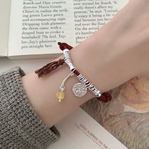 Chinese Style Bowknot <b>Bracelet</b> Red <b>Rope</b> S925 Sterling Silver Amber Charm Unisex Gift Jewelry - Product Image 2