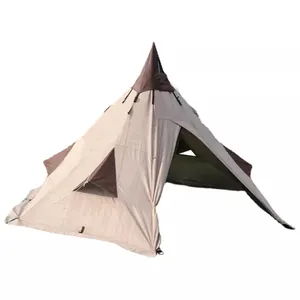 5-6people glamping 피라미드 모양 tipi preself 뜨거운 텐트 캔버스 텐트 초경량 내부 캠핑 새로운