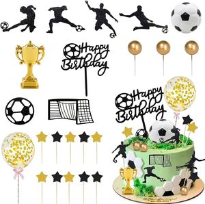 Décorations de gâteau pour basket-ball et football, texte Joyeux <span class=keywords><strong>Anniversaire</strong></span> en mousse <span class=keywords><strong>EVA</strong></span>, idéal pour les garçons, ensemble de fête d'<span class=keywords><strong>anniversaire</strong></span> sur le thème du football - Product Image 2