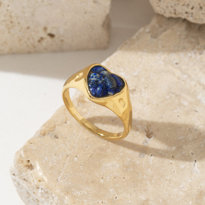 Diseño Simple Ágata Zirconio Amor Corazón Azul Zafiro Piedra Anillo para Hombres - Product Image 3
