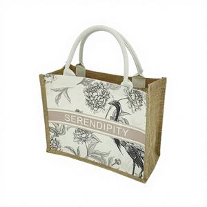 Bolsos de Yute Hechos a Mano de Doble Capa Estilo Eco-Chic con Cordón, Bolsa Guardapolvo Plegable de Capacidad Personalizable para Alimentos, Herramientas, Regalos y Compras - Product Image 1