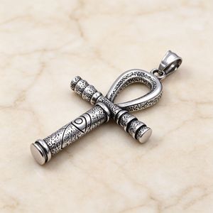 yunnique Stainless Steel Ancient Egyptian Pharaoh Scepter Pendant <b>Cross</b> Themed Men's Jewelry Gift - Product Image 3