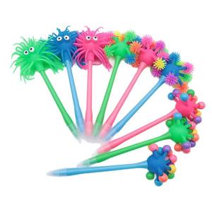 Bolígrafo Creativo con Forma de Monstruo, Bolígrafo Antiestrés con Bola de Pelo Pequeña, Bolígrafo de Plástico con Cuentas de Colores, Giratorio, Divertido, Regalo Personalizado - Product Image 1