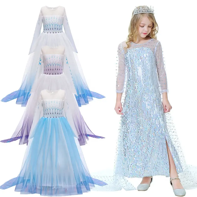 Cosplay Party Dress Up Princess Elsa Anna Fashion Dress Costume Halloween Fairy Princess Kids Fancy Dress Costumes