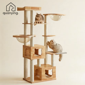 Árbol para Gatos Moderno de Madera, Torre de Múltiples Niveles, Poste Rascador, Condominio para Escalar para Gatos y Gatitos de Interior - Product Image 1