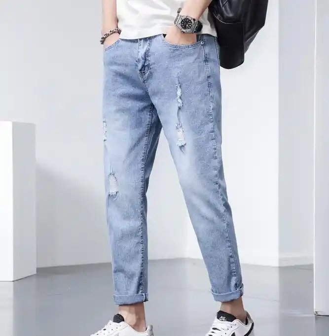 Fashion Casual Trouser New Type Pencil Pants Ripped Women Mid Waist  Leggings Korean Streetwear Color Ankle Length Pants - Pants & Capris -  AliExpress