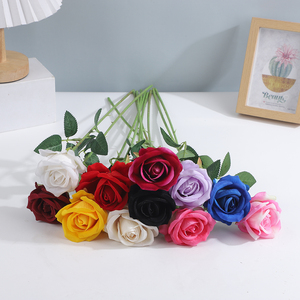 Fleur artificielle en velours, petite rose en soie avec épines, centre <span class=keywords><strong>de</strong></span> table pour décoration <span class=keywords><strong>de</strong></span> mariage, <span class=keywords><strong>bouquet</strong></span> <span class=keywords><strong>de</strong></span> roses en gros - Product Image 1