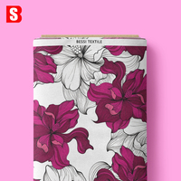 Tissu en coton léger 100 % Bessi 2026 à motifs floraux roses et blancs, imprimé numériquement sur mesure pour robes féminines
