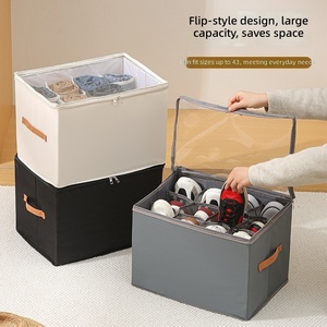 Scatola Organizzatrice per Scarpe Pieghevole in Tessuto Oxford con Scomparti Divisi e Coperchio, Set di Contenitori per Armadio di Grande Capacità per Scarpe - Product Image 2