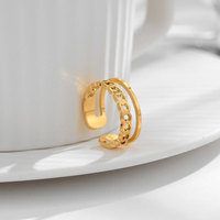 Bague vintage personnalisée hypoallergénique en acier inoxydable inaltérable plaqué or 14k 18k double couche pour femme