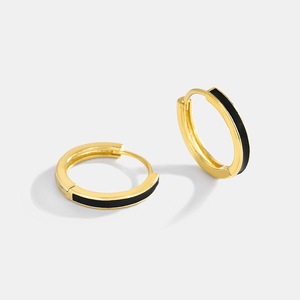 <b>Large</b> Copper <b>Hoop</b> Earrings Gold Plated Trendy Minimalist Design Fashion Enamel Pearl Diamond Mainly Made Alloy Jewelry for Gift - Product Image 3