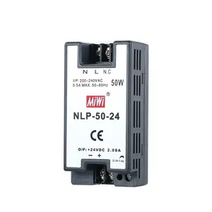 MiWi NLP-50-24 230V至24V DIN导轨安装工业家用发光二极管开关电源50W