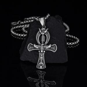 Joyería de Moda Gótica, Nuevo Collar con Colgante de Cruz de la Vida en Acero Inoxidable, Amuleto de Vida Eterna, Colgante de Águila - Product Image 3