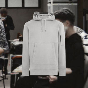 เสื้อฮู้ดผู้ชายทรงโอเวอร์ไซส์สำหรับฤดูหนาว ผ้าฝ้ายฟลีซ 100% ระบายอากาศได้ดี เป็นมิตรกับสิ่งแวดล้อม ลายเรียบ มีกระเป๋า - Product Image 3