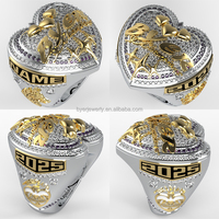 Ensemble de bagues de championnat haut de gamme conçues pour les récompenses des champions et les trophées MVP des tournois de football, de basketball et de baseball