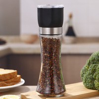 Moulin à poivre manuel en verre avec couvercle en acier inoxydable, pot à condiments, fabricant en gros, 2022