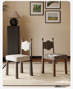 Sedia da Pranzo in Legno Massello Stile Francese Nordico Vintage con Schienale Imbottito - Arredamento Casa - Product Image 3