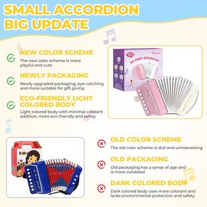 Mini acordeón de 10 teclas, color azul claro y blanco, juguete musical para niños, instrumento musical de aprendizaje temprano, regalo para niños principiantes - Product Image 5