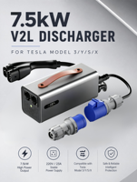 Dispositif de décharge intelligent LNLEE LCD V2L EU-CCS2 pour Tesla DC Port 7500W 32A avec moniteur en temps réel, pistolet de décharge pour véhicules électriques