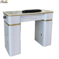 Mobilier de salon simple/double au design unique et nordique blanc et or bureau à ongles table de manucure avec accoudoir
