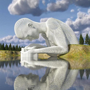 <span class=keywords><strong>Escultura</strong></span> de Metal de acero inoxidable para mujer, <span class=keywords><strong>escultura</strong></span> 3D de arte abstracto - Product Image 4