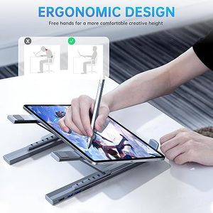 Aluminum Alloy Adjustable Height <strong>Tablet</strong> PC <strong>Stand</strong> with 8 Ports USB-C Hub iPad Compatible - Product Image 3
