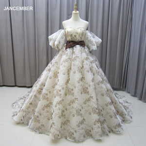 Robe de soirée dos nu pour femme, imprimé floral, manches détachables, robe de bal pour anniversaire, Mz0004 - Product Image 1