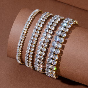 2-5mm Adjustable Tennis 5A Cubic Zirconia CZ Diamond Women Men Jewelry Gift 14K Gold Plated Stainless Steel <b>Slider</b> <b>Bracelet</b> - Product Image 1