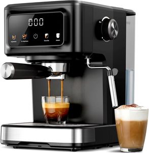 Máquina de Espresso Semiautomática con Panel LCD, 20 Bares, Multifuncional, Molinillo Ajustable, Espumador de Leche Pequeño - Product Image 1