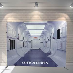 Custom 8x8 Tension Fabric <b>Backdrop</b> Display Stretch Tension Fabric Display Banner With <b>Backdrop</b> <b>Stand</b> for Wedding Events Stage - Product Image 1