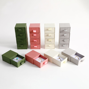 Wholesale Jewelry <b>Storage</b> <b>Boxes</b> High Quantity Texture Paper V-groove Sliding <b>Cardboard</b> Lightweight Modern Square Design Custom - Product Image 2