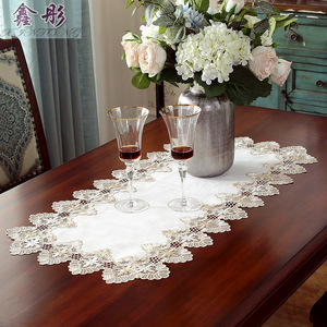 Mantel Rectangular para Mesa de Centro, Moderno, Antipolvo, de Tela Soluble en Agua con Encaje - Product Image 4