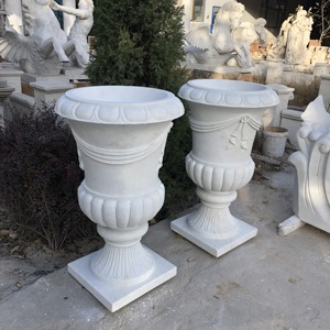 Éléphant élégant sculpture sur animal Design floral unique Taille personnalisée Marbre Grès Pot de jardin Utilisation extérieure occidentale Pierre de granit - Product Image 3