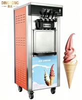 Machine à glace molle automatique 3 saveurs pour usage commercial, fabrication en usine, pour cornets et glaces.