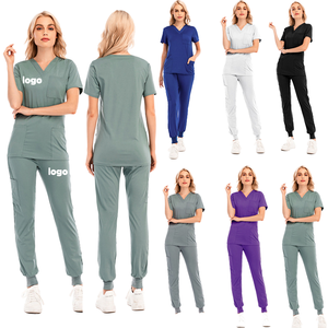 Conjuntos de Uniformes Médicos Unisex OEM para Mujer, Leggings y Blusas de Mezcla de Algodón, Poliéster y Spandex para Hospital - Product Image 1