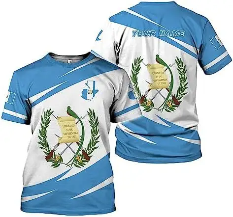Boy Guatemala bayrak T Shirt sahte ağartılmış 3D baskı renk degrade Polyester klasik erkekler için süblimasyon t-shirt