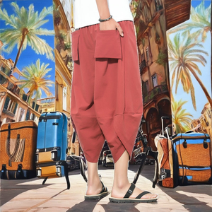 Pantalones de Lino y Algodón para Hombre al por Mayor, Estilo Japonés y Chino, Cintura Media, Frente Plano, con Logotipo Personalizado - Servicio OEM - Product Image 3